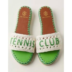 New Free People De Siena Tennis Club Slide Sandals Shoes Flats Woven Raffia